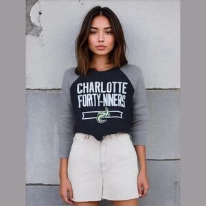 UNDER Amour Charlotte Forty Niners Gray Raglan Tee Youth Girls Small